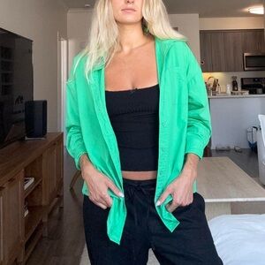 Vibrant Green Button-Up Shirt